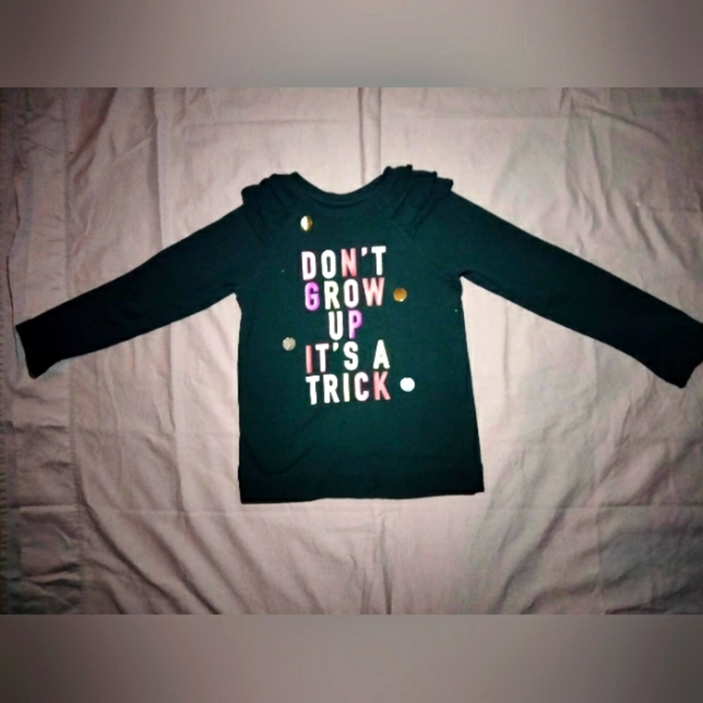 365 Kids Garanimals Girls Size 7 Knit Black Top "Don't Grow Up